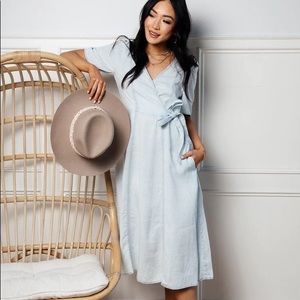Denim / chambray blue midi dress